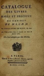Tapa de Catalogue des livres rares et précieux du cabinet de M. L.C.D.M.