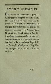 Tapa de Catalogue des livres rares et précieux du cabinet de M. L.C.D.M.