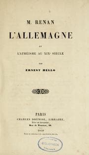 Tapa de M. Renan, l'Allemagne et l'athéisme au XIXe siècle