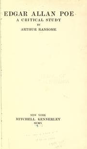 Tapa de Edgar Allan Poe; a critical study