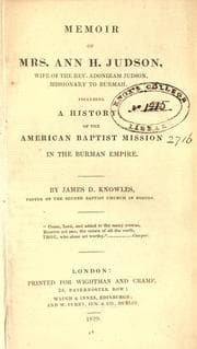 Tapa de Memoir of Mrs. Ann H. Judson