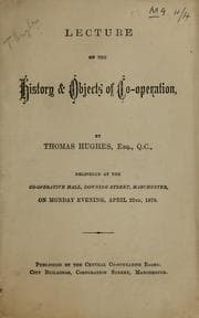 Tapa de Lecture on the history & objects of co-operation