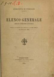 Tapa de Elenco generale delle strade e piazze formato in ordine alle legge su i lavori pubblici del 20 marzo 1865