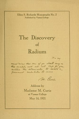 Tapa de The discovery of radium