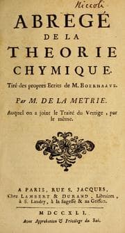 Tapa de Abregé de la theorie chymique