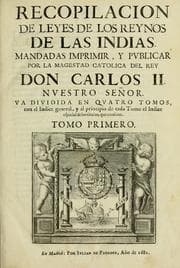 Tapa de Recopilacion de leyes de los reynos de las Indias