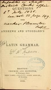 Tapa de Questions upon Andrews and Stoddard's Latin grammar