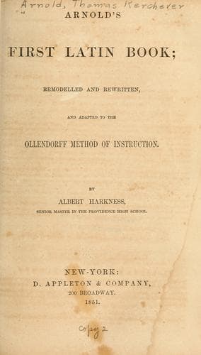 Tapa de Arnold's first Latin book