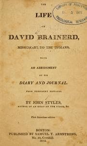 Tapa de The Life of David Brainerd, missionary to the Indians