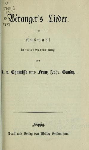 Tapa de Béranger's Lieder