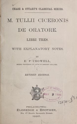 Tapa de De oratore, libri tres
