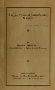 Tapa de The four versions of Jefferson's letter to Mazzei