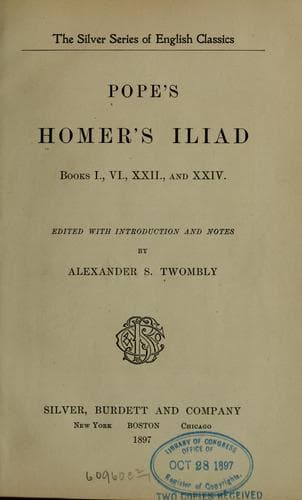 Tapa de Pope's Homer's Iliad
