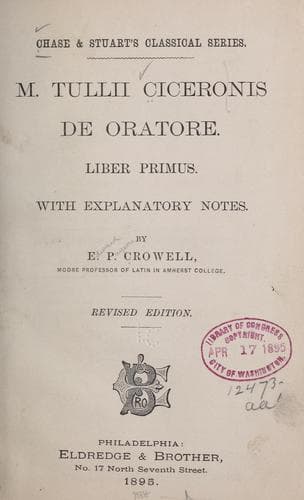 Tapa de De oratore, liber primus