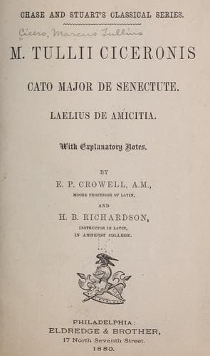 Tapa de Cato Major de senectute
