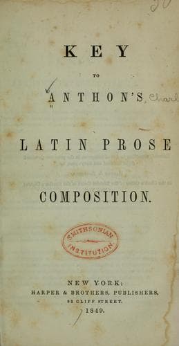 Tapa de Key to Anthon's Latin prose composition
