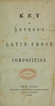Tapa de Key to Anthon's Latin prose composition