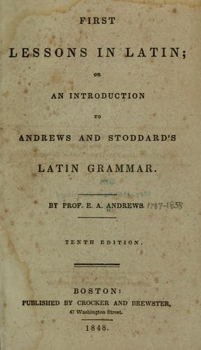Tapa de First lessons in Latin