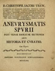 Tapa de D. Christoph. Iacobi Trew ... Aneurysmatis spurii post venae basilicae sectionem orti historia et curatio ; cum figuris