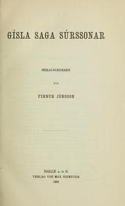 Tapa de Gísla saga Súrssonar.  Hrsg. von Finnur Jónsson