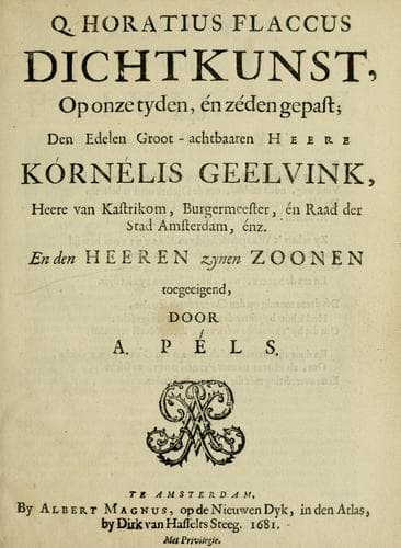 Tapa de Q. Horatius Flaccus Dichtkunst