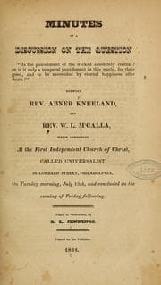 Tapa de Minutes of a discussion on the question "Is the punishment of the wicked absolutely by eternal"?