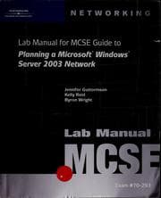 Tapa de Lab manual for MCSE guide to planning a Microsoft Windows server 2003 network