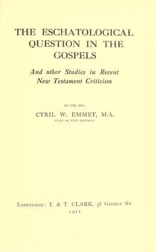 Tapa de The eschatological question in the Gospels