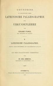 Tapa de Grundriss zu vorlesungen ueber lateinische palaeographie und urkundenlehre