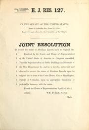 Tapa de Joint resolution to reerect the statue of Abraham Lincoln upon its original site