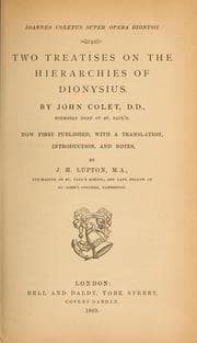 Tapa de Two treatises on the Hierarchies of Dionysius
