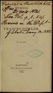 Tapa de Memoir of Frances Fowler