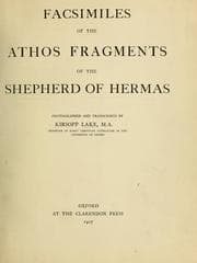 Tapa de Facsimiles of the Athos fragments of the Shepherd of Hermas