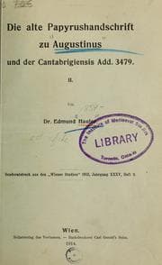 Tapa de Die alte Papyrushandschrift zu Augustinus und der Cantabrigiensis Add. 3479, part II