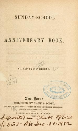 Tapa de Sunday-school anniversary book
