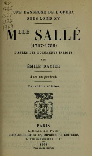Tapa de Mlle Sallé (1707-1756)