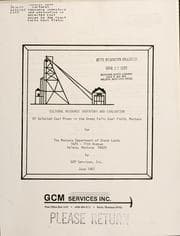 Tapa de Cultural resource inventory and evaluation of selected coal mines in the Great Falls Coal Field, Montana for the Montana Department of State Lands