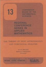 Tapa de The Theory of Best Approximation and Functional Analysis (CBMS-NSF Regional Conference Series in Applied Mathematics) (CBMS-NSF Regional Conference Series in Applied Mathematics)