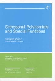 Tapa de Orthogonal Polynomials and Special Functions (CBMS-NSF Regional Conference Series in Applied Mathematics)