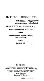 Tapa de Opera, ex editionibus Oliveti et Ernesti, sedula recensione accurata