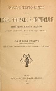 Tapa de Nuovo testo unico della legge comunale e provinciale andata in vigore con r decreto del 4 maggio 1898 pubblicato nella Gazzetta ufficiale del 23 maggio 1898, n. 119