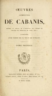 Tapa de Oeuvres complètes de Cabanis