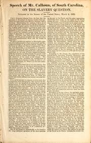 Tapa de Speech of Mr. Calhoun, of South Carolina, on the slavery question