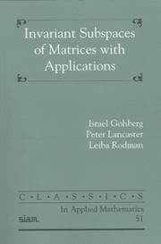 Tapa de Invariant Subspaces of Matrices with Applications (Classics in Applied Mathematics)