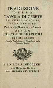 Tapa de Traduzione della Tavola di Cebete in versi sciolti