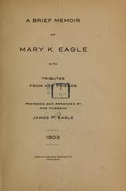 Tapa de A brief memoir of Mary K. Eagle
