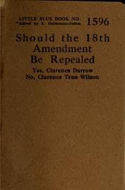 Tapa de Should the 18th amendment be repealed?
