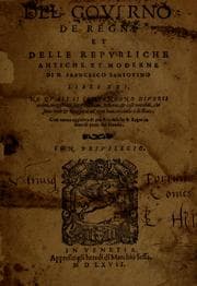 Tapa de Del governo de regni et delle republiche antiche et moderne