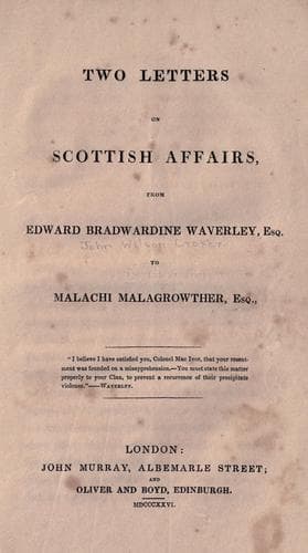 Tapa de Two letters on Scottish affairs