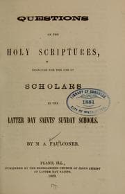 Tapa de Questions on the holy scriptures designed for the use of scholars in the Latter Day Saints' Sunday schools
